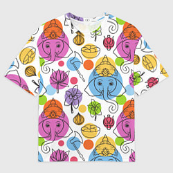 Футболка оверсайз мужская Индийские слоники, цвет: 3D-принт