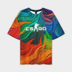 Футболка оверсайз мужская Cs Go Logo Color, цвет: 3D-принт