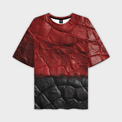 Футболка оверсайз мужская Черная красная текстура, цвет: 3D-принт