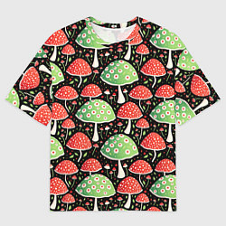 Футболка оверсайз мужская Веселые мухоморчики, цвет: 3D-принт