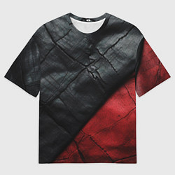 Мужская футболка оверсайз Черно - красная кожа