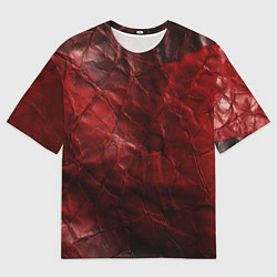 Мужская футболка оверсайз Текстура красная кожа