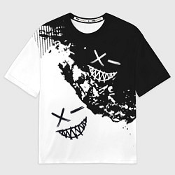 Футболка оверсайз мужская Smile - black and white, цвет: 3D-принт