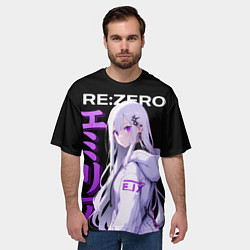 Футболка оверсайз мужская Эмилия в будущем - ре зеро, цвет: 3D-принт — фото 2
