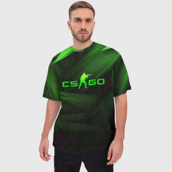 Футболка оверсайз мужская CS GO green logo, цвет: 3D-принт — фото 2