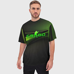 Футболка оверсайз мужская CS GO black green logo, цвет: 3D-принт — фото 2