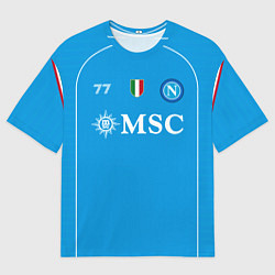 Футболка оверсайз мужская Хвича Кварацхелия Наполи форма 2324 домашняя, цвет: 3D-принт