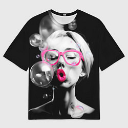 Футболка оверсайз мужская Девушка и пузыри, цвет: 3D-принт