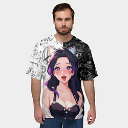 Футболка оверсайз мужская Шинобу Кочо ахегао - Клинок демонов, цвет: 3D-принт — фото 2