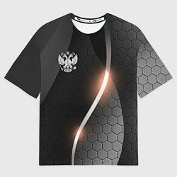 Футболка оверсайз мужская Герб России на темном фоне, цвет: 3D-принт