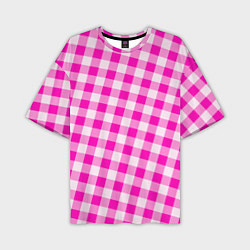 Мужская футболка оверсайз Розовая клетка Барби