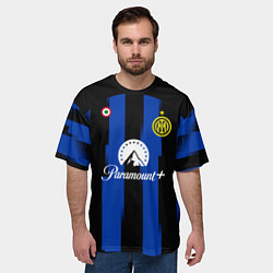 Футболка оверсайз мужская Лаутаро Мартинес Интер форма 2324 домашняя, цвет: 3D-принт — фото 2