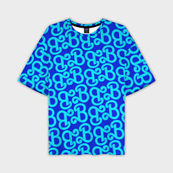 Футболка оверсайз мужская Логотип Барби - синий паттерн, цвет: 3D-принт