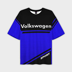 Футболка оверсайз мужская Volkswagen sport blue, цвет: 3D-принт