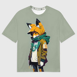 Футболка оверсайз мужская Молодая лисичка - городской стиль, цвет: 3D-принт