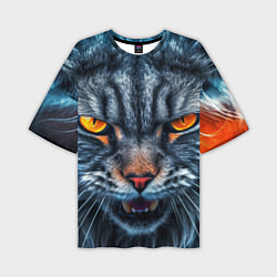Мужская футболка оверсайз Angry cat