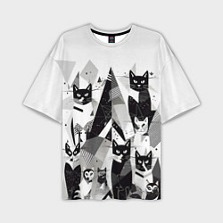 Мужская футболка оверсайз Абстрактные коты