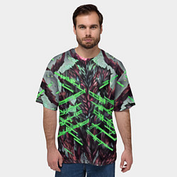 Футболка оверсайз мужская Зелёный элементаль киберпанк, цвет: 3D-принт — фото 2