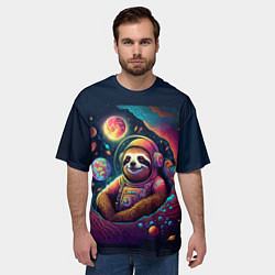 Футболка оверсайз мужская Космический ленивец космический, цвет: 3D-принт — фото 2