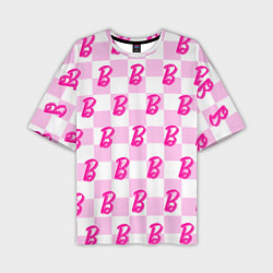 Мужская футболка оверсайз Розовая шашка и Барби