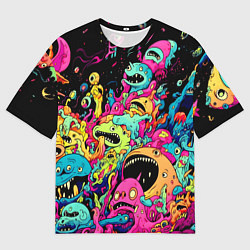 Футболка оверсайз мужская Космические зубастые монстры, цвет: 3D-принт