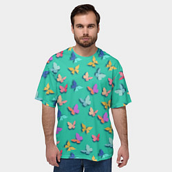 Футболка оверсайз мужская Разноцветные бабочки, цвет: 3D-принт — фото 2