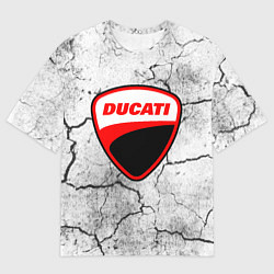 Футболка оверсайз мужская Ducati - потресканная земля, цвет: 3D-принт