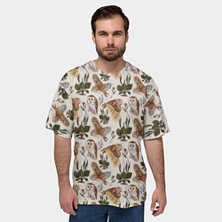 Футболка оверсайз мужская Совы и подорожник, цвет: 3D-принт — фото 2