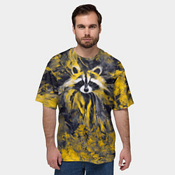 Футболка оверсайз мужская Абстрактный желтый енот в стиле арт, цвет: 3D-принт — фото 2