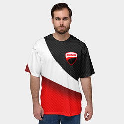 Футболка оверсайз мужская Ducati - красно-черный, цвет: 3D-принт — фото 2