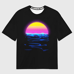 Футболка оверсайз мужская Неоновый закат - гранж, цвет: 3D-принт