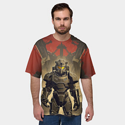 Футболка оверсайз мужская Воин в силовой броне, цвет: 3D-принт — фото 2
