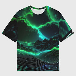 Мужская футболка оверсайз Цифровая флора