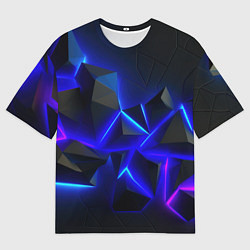 Футболка оверсайз мужская Разлом плит из неона, цвет: 3D-принт