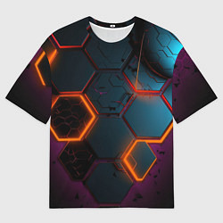 Мужская футболка оверсайз Неоновые оранжевые плиты