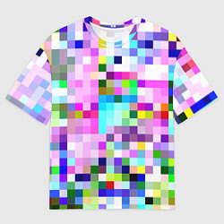 Мужская футболка оверсайз Пиксельная яркая абстракция