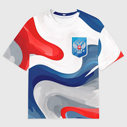 Футболка оверсайз мужская Герб России триколор, цвет: 3D-принт