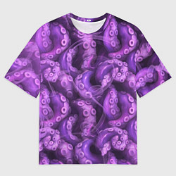 Футболка оверсайз мужская Фиолетовые щупальца и дым, цвет: 3D-принт