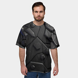 Футболка оверсайз мужская Черные объемные вставки, цвет: 3D-принт — фото 2