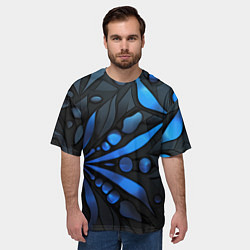 Футболка оверсайз мужская Black blue elements, цвет: 3D-принт — фото 2