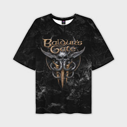 Мужская футболка оверсайз Baldurs Gate 3 dark logo