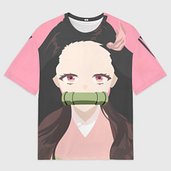 Мужская футболка оверсайз Клинок рассекающий демонов Нэдзуко