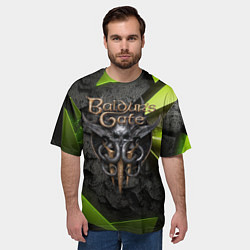 Футболка оверсайз мужская Baldurs Gate 3 logo green abstract, цвет: 3D-принт — фото 2