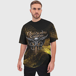 Футболка оверсайз мужская Baldurs Gate 3 logo gold black, цвет: 3D-принт — фото 2