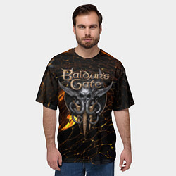 Футболка оверсайз мужская Baldurs Gate 3 logo gold and black, цвет: 3D-принт — фото 2