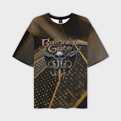 Футболка оверсайз мужская Baldurs Gate 3 logo dark gold geometry, цвет: 3D-принт