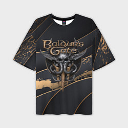 Мужская футболка оверсайз Baldurs Gate 3 logo dark logo