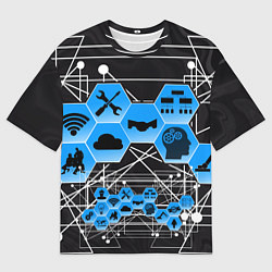 Футболка оверсайз мужская Виртуальный мир, цвет: 3D-принт