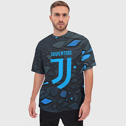 Футболка оверсайз мужская Juventus blue logo, цвет: 3D-принт — фото 2