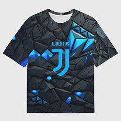 Футболка оверсайз мужская Blue logo Juventus, цвет: 3D-принт